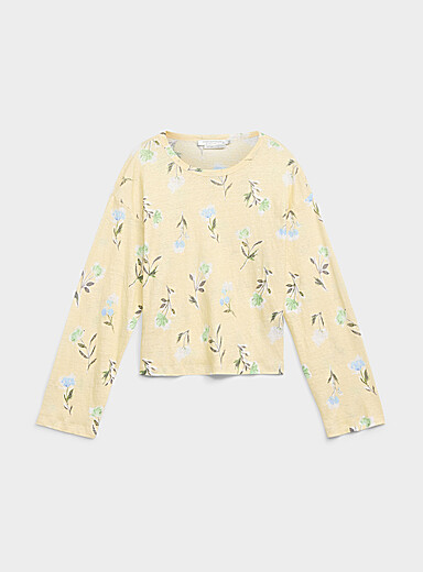 Contemporaine: Le t-shirt d&eacute;contract&eacute; pur lin Bleu marine - Bleu nuit pour femme
