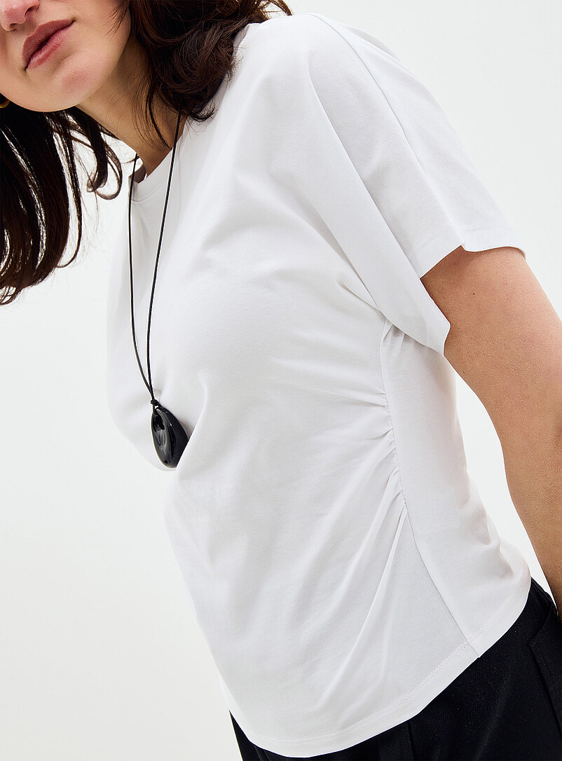 Contemporaine: Le t-shirt taille pliss&eacute;e coton bio Rubis - Vermillon pour femme