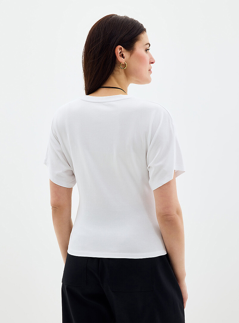 Contemporaine: Le t-shirt taille pliss&eacute;e coton bio Rubis - Vermillon pour femme
