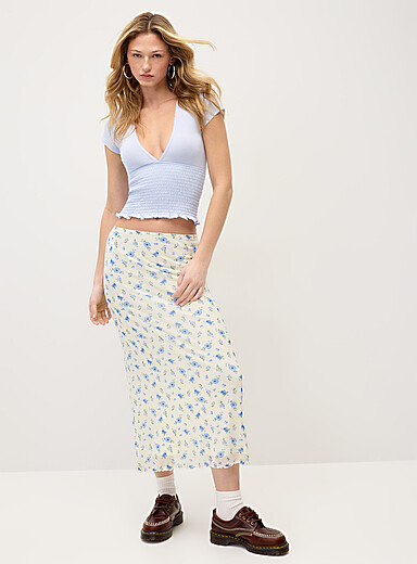 Patterned mesh maxi skirt