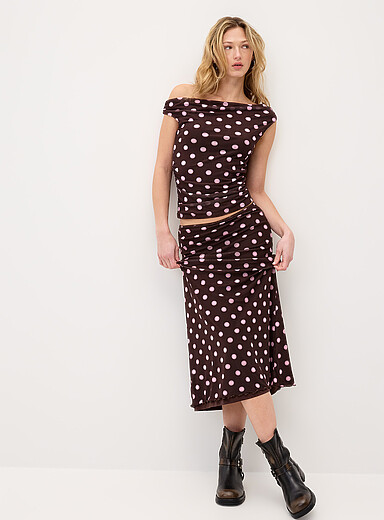 Patterned mesh maxi skirt