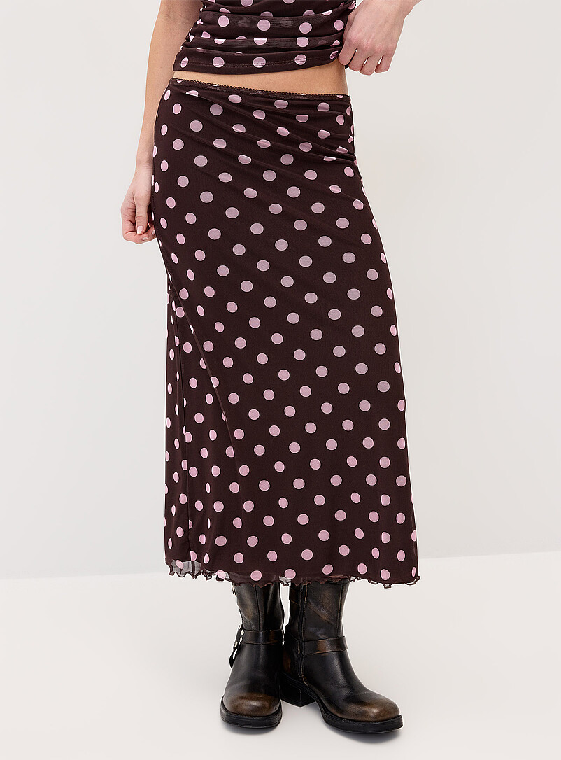 Twik Polka dot Patterned mesh maxi skirt for women