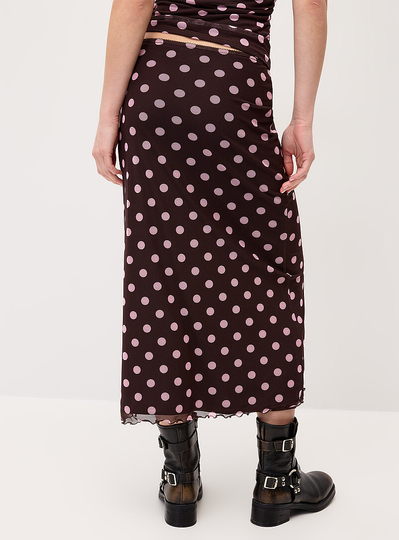 Twik Polka dot Patterned mesh maxi skirt for women