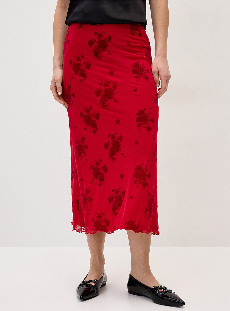 Twik Polka dot Patterned mesh maxi skirt for women