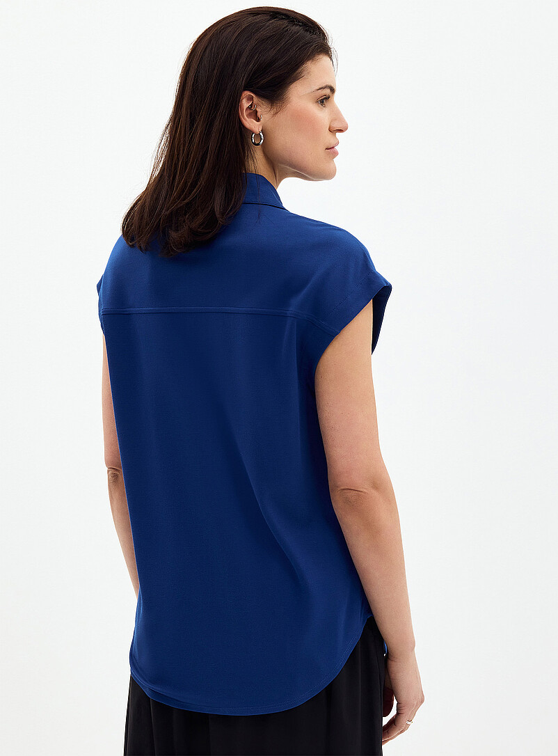 Contemporaine Green Piqu&eacute; jersey cap-sleeve shirt for women