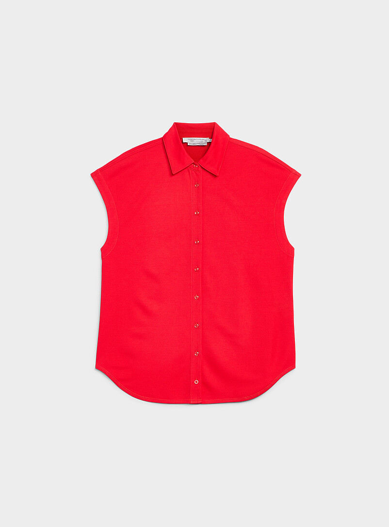 Contemporaine: La chemise &agrave; mancherons jersey piqu&eacute; Vert pour femme