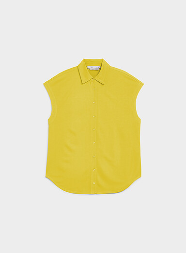 Contemporaine: La chemise &agrave; mancherons jersey piqu&eacute; Vert pour femme