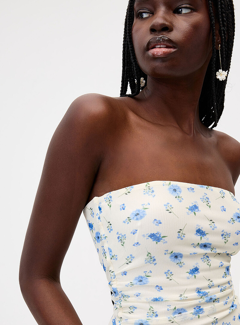 Twik: Le tube filet fronc&eacute; Brun - Pois pour femme
