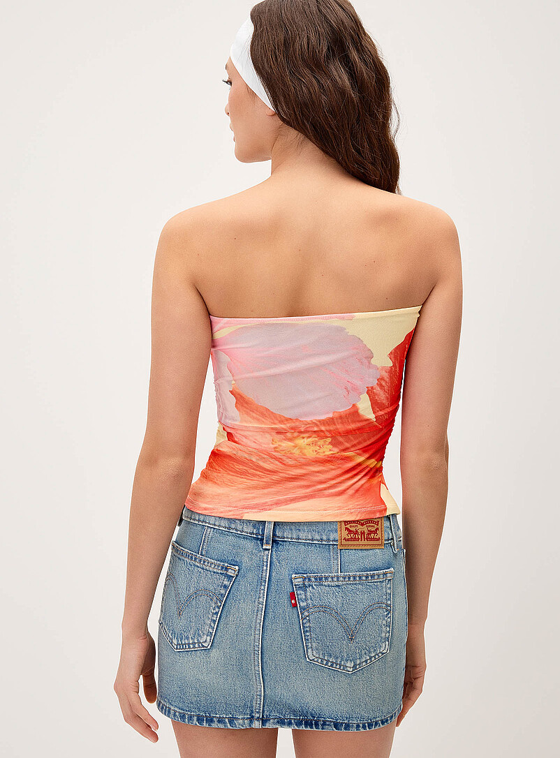 Twik: Le tube filet fronc&eacute; Brun - Pois pour femme