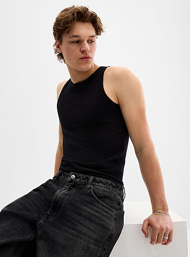 Ribbed ringer tank top