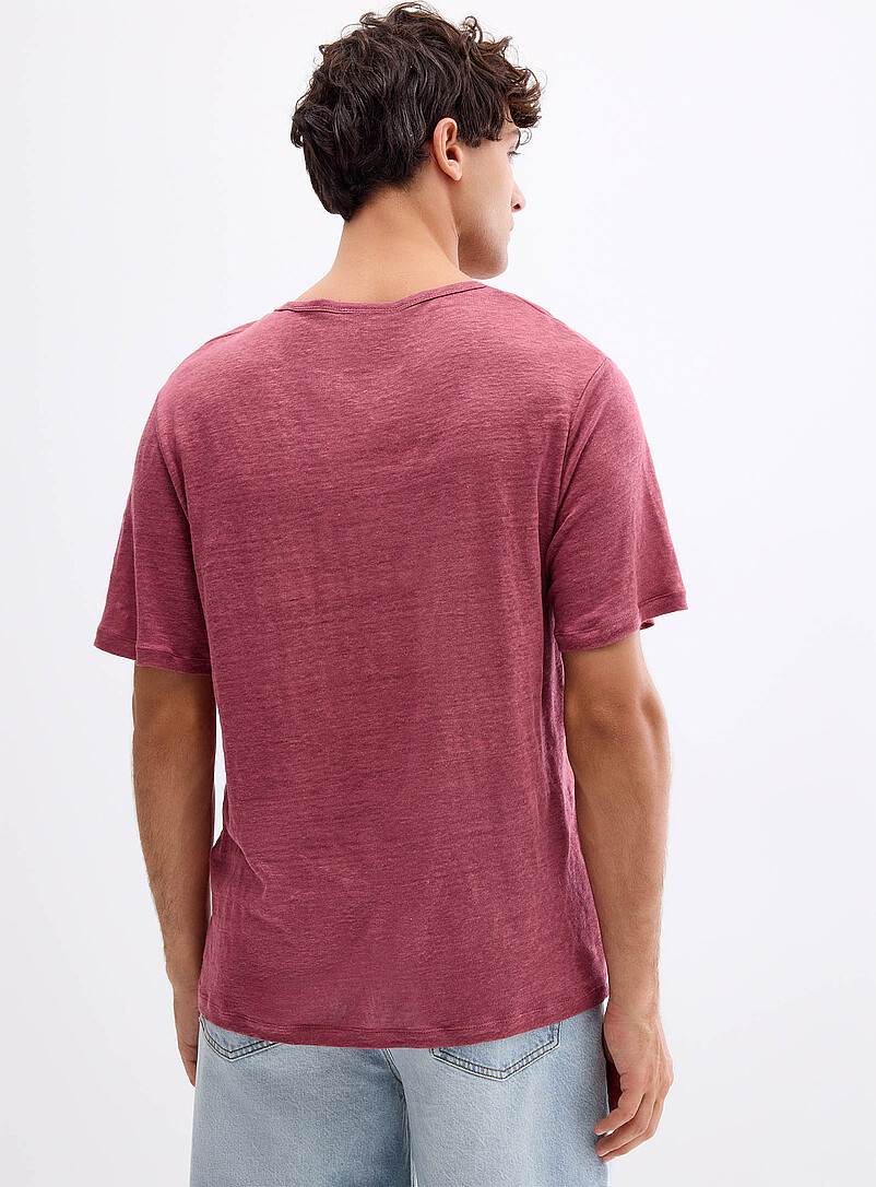 Le 31 Ivory/Cream Beige 100% linen jersey T-shirt <b>Comfort fit</b> for men