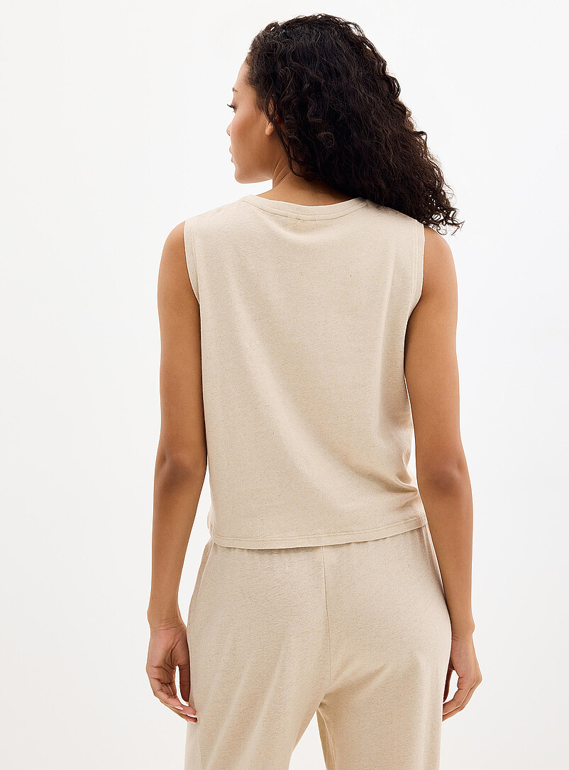 Miiyu Ivory/Cream Beige Light linen boxy-fit cami for women
