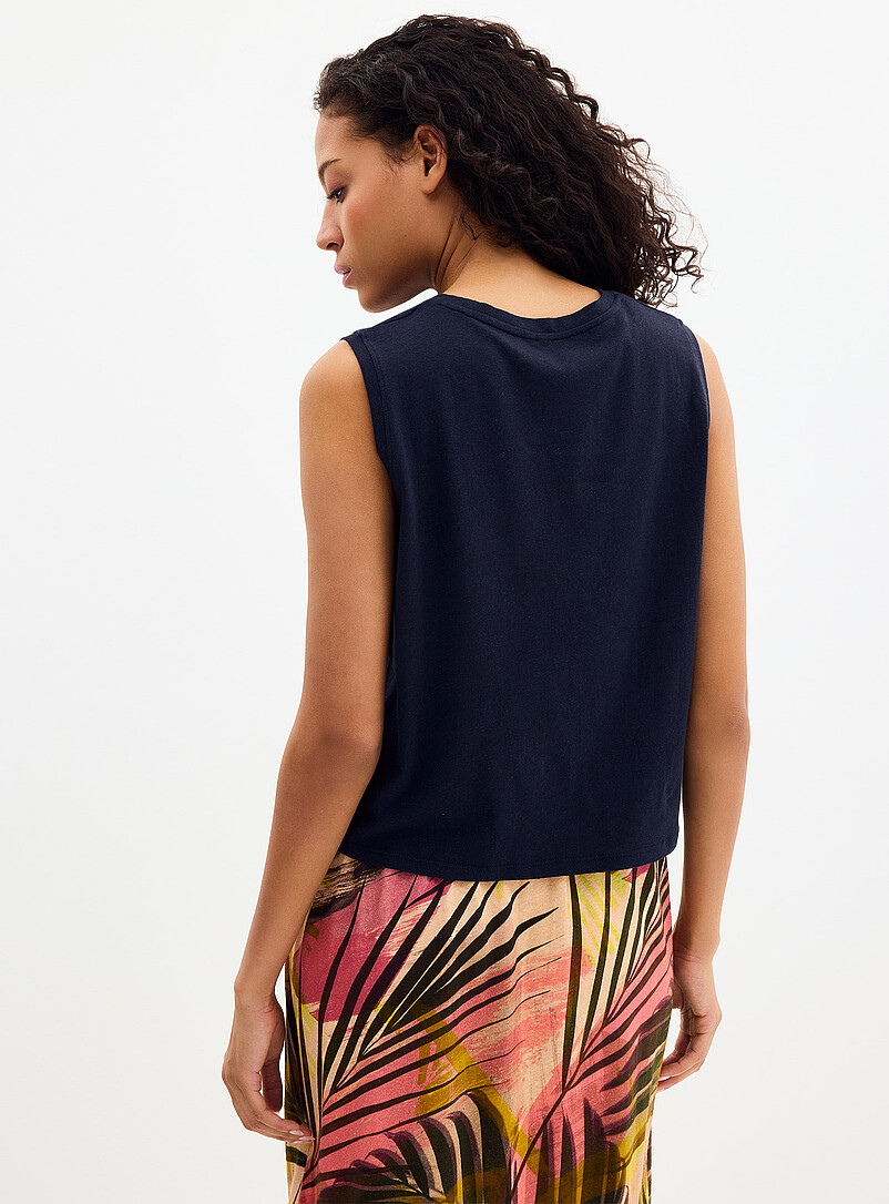 Miiyu: La camisole carr&eacute;e lin l&eacute;ger Ivoire - Beige cr&egrave;me pour femme