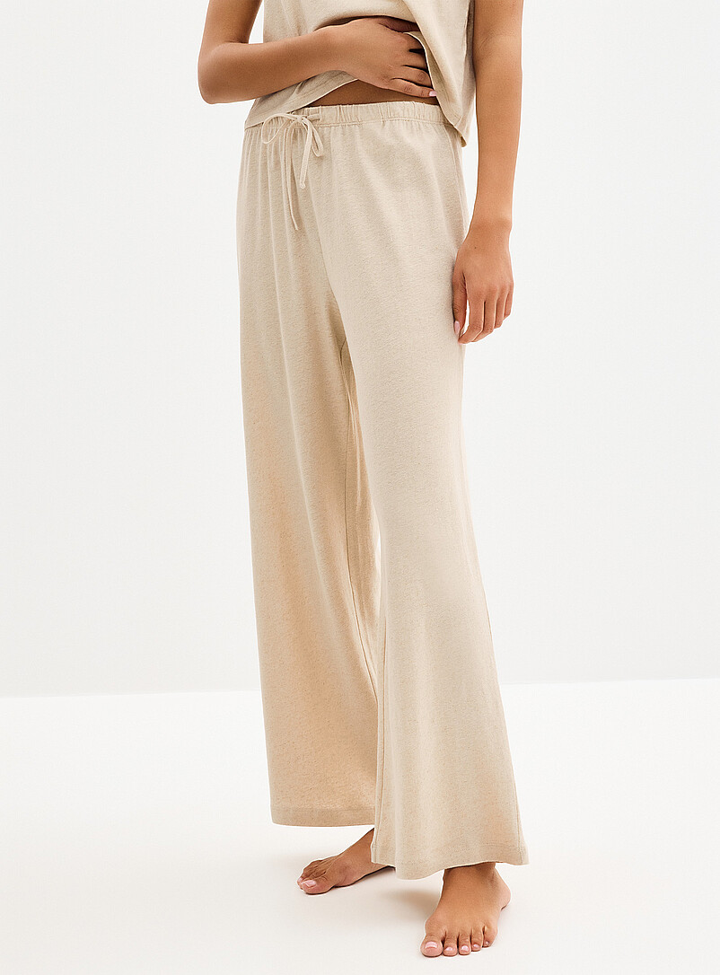 Miiyu Patterned Orange Light linen pyjama pant for women