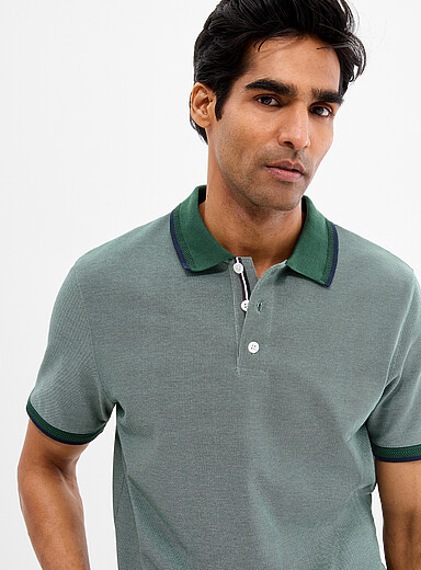 Le 31: Le polo piqu&eacute; maille faux uni Vert pour homme