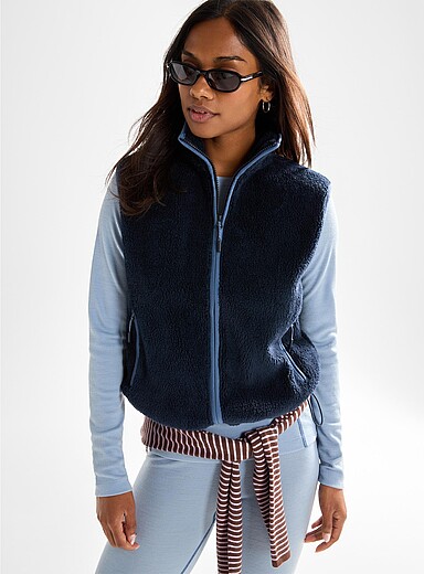 I.FIV5: La veste polaire ultradouce sans manches Bleu marine - Bleu nuit pour femme