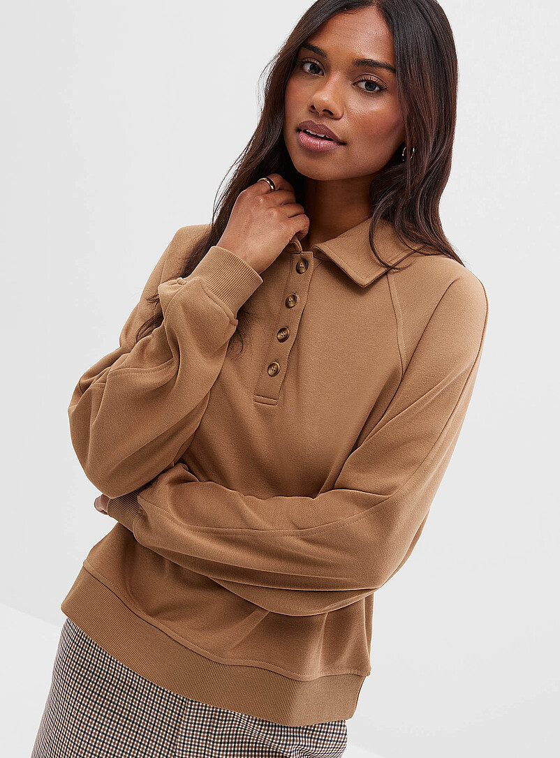 Polo-collar boxy sweatshirt | Contemporaine | Women's Sweatshirts
