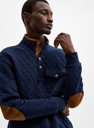 Le 31: Le sweat matelass&eacute; col montant Bleu marine - Bleu nuit pour homme