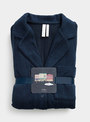 Miiyu: L'ensemble pyjama fin tricot torsades <b>Collection de No&euml;l</b> Bleu marine - Bleu nuit pour femme