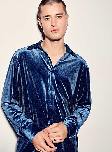 Le 31: Le chemise velours <b>Coupe moderne</b> Sarcelle pour homme