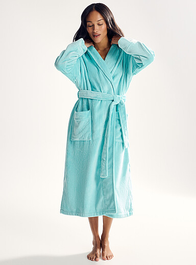 Miiyu Teal Long soft plush robe <b>Christmas Collection</b> for women