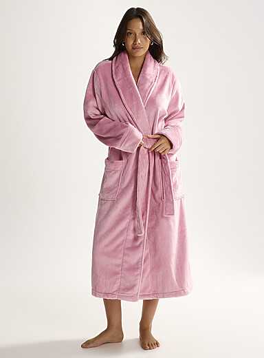 Miiyu: La longue robe de chambre douce peluche <b>Collection de No&euml;l</b> Rose pour femme
