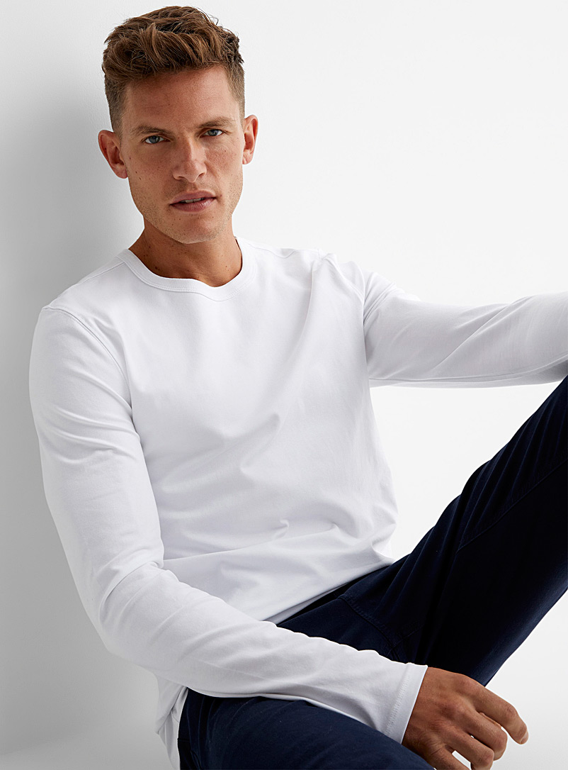 fitted white long sleeve shirt