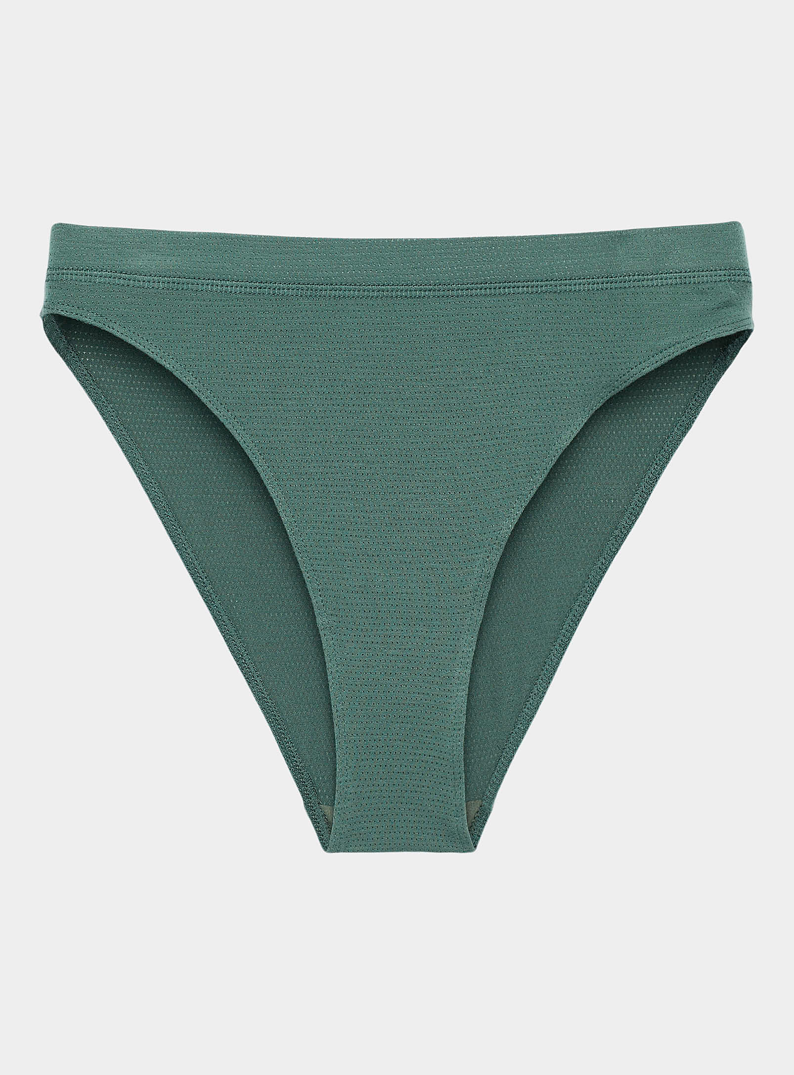 Miiyu High-rise Micro-perforated Panty In Bottle Green