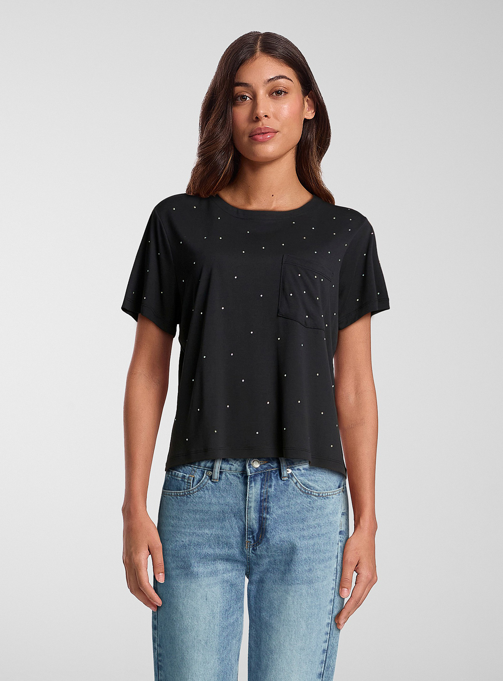 Icône - Women's Mini-crystals peach-skin T-shirt