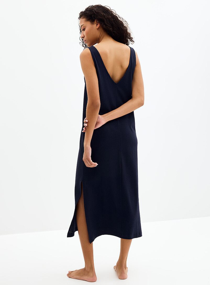 V-neck soft linen long nightgown product image 2