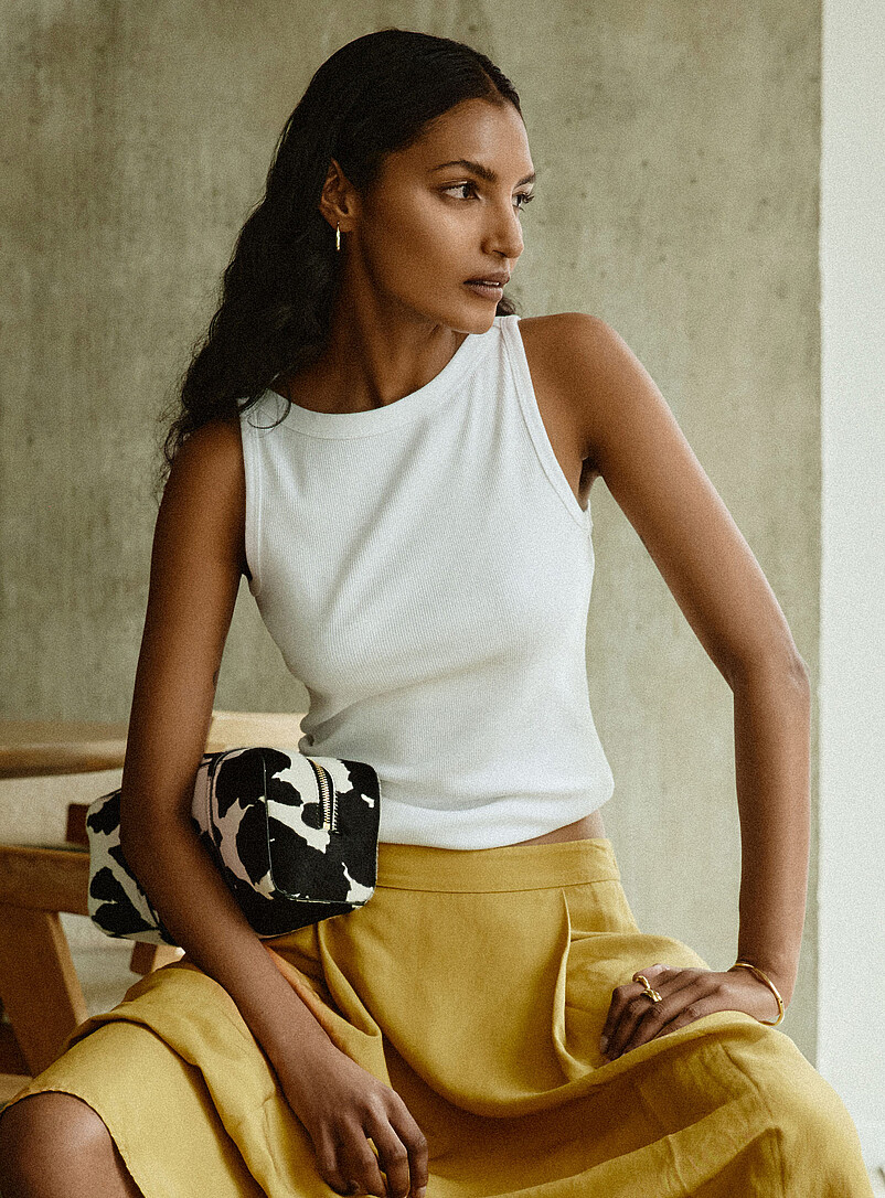 Fitted Ribbed Boat-Neck Cami