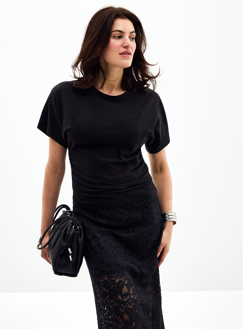 Pleated Waist Organic Cotton T-Shirt
