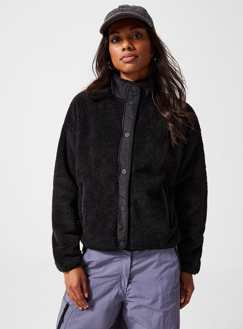 Snap-button high-pile fleece jacket product image (primary)