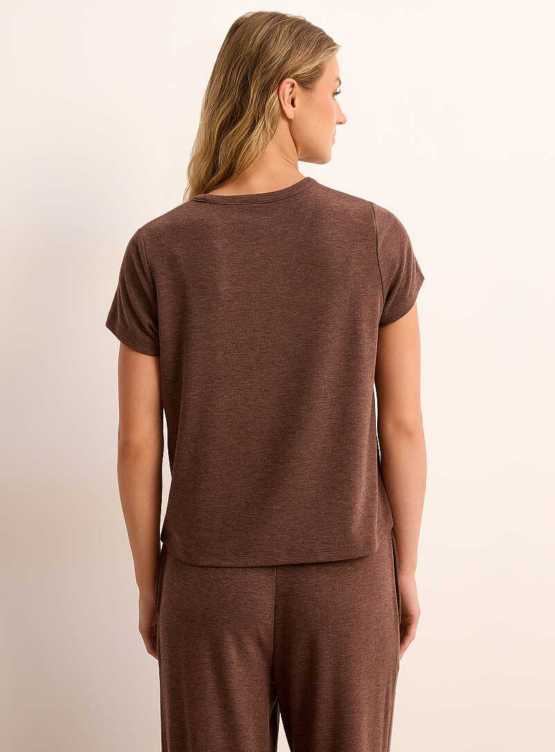 Short-sleeve mini-ribbing crew-neck T-shirt product image 2
