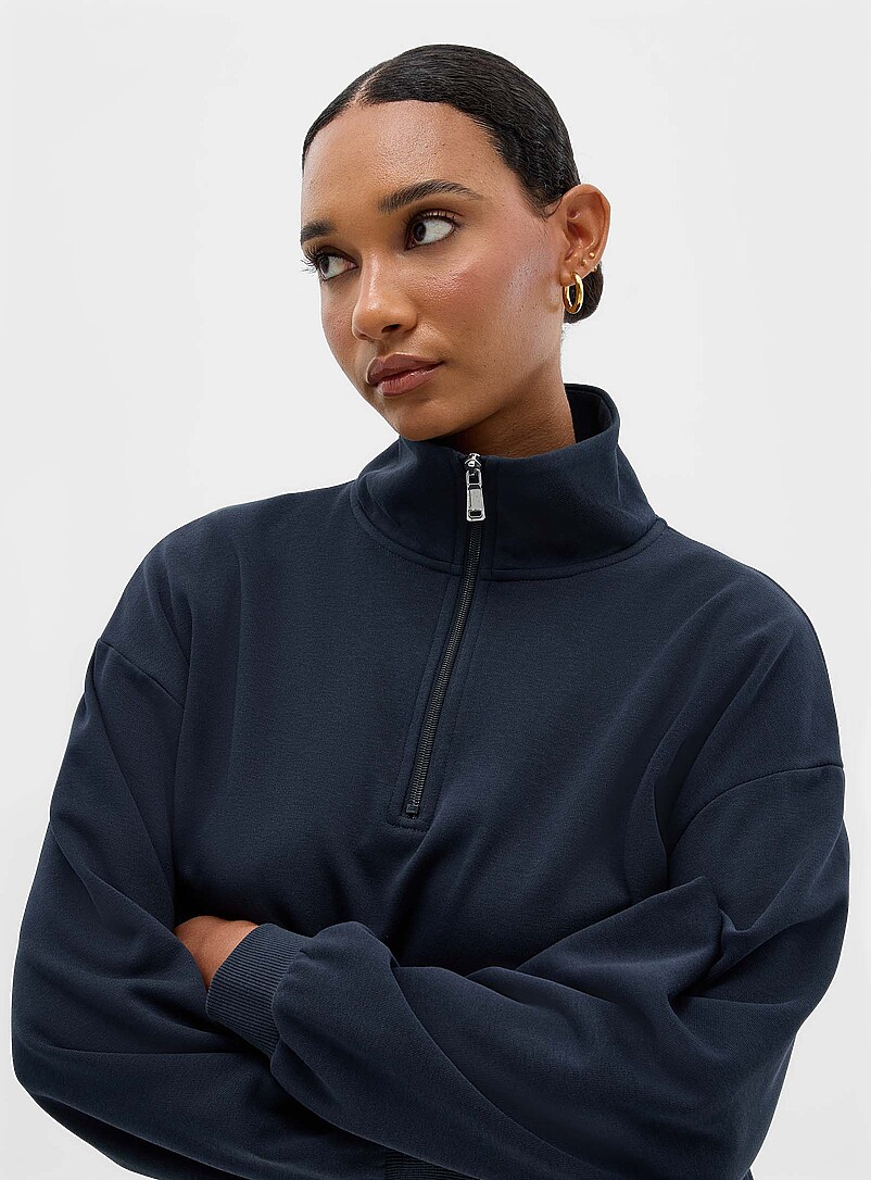 Zipped mock-neck French terry sweatshirt product image 2