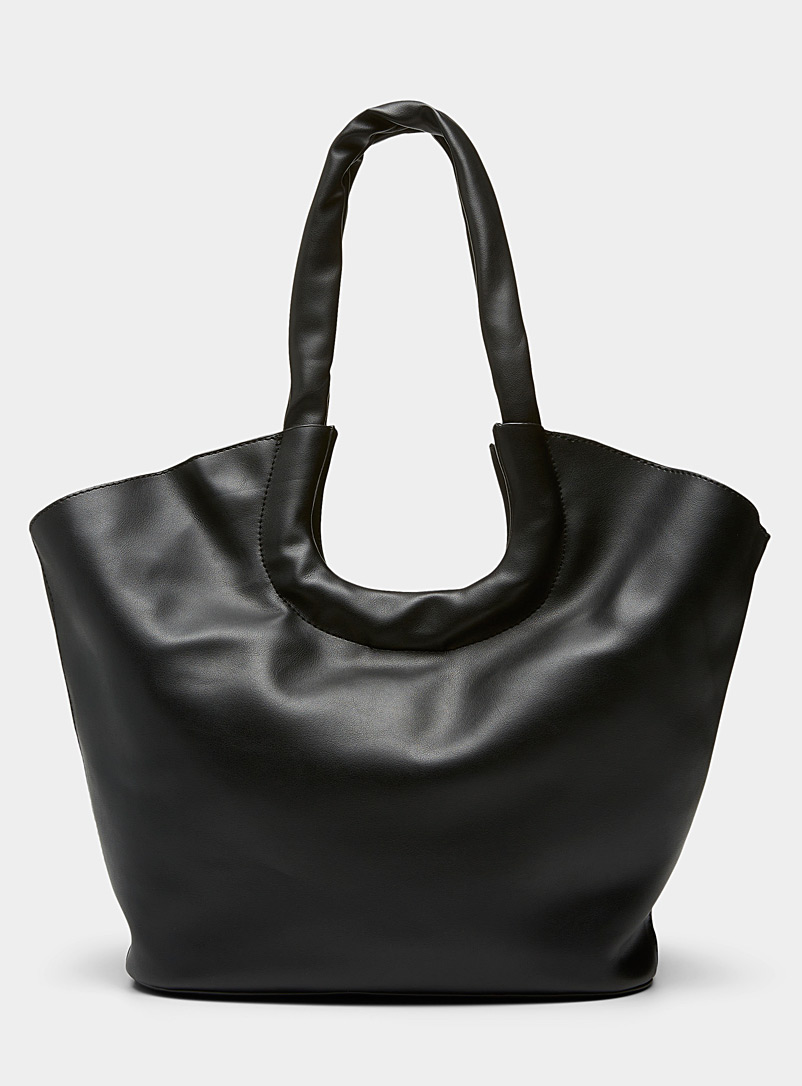Simons Black Supple tote with clutch for women
