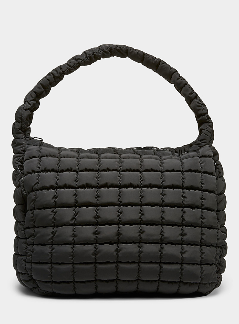 Simons Black Check quilted tote for women
