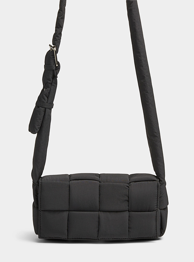 Simons Black Braided fabric flap bag for women