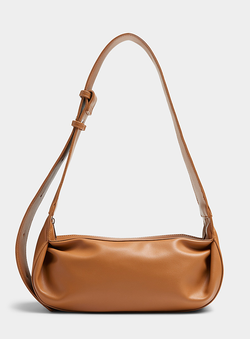 Simons Brown Wide handle baguette bag for women