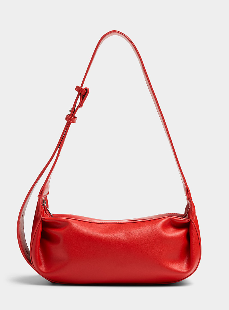 Simons Red Wide handle baguette bag for women