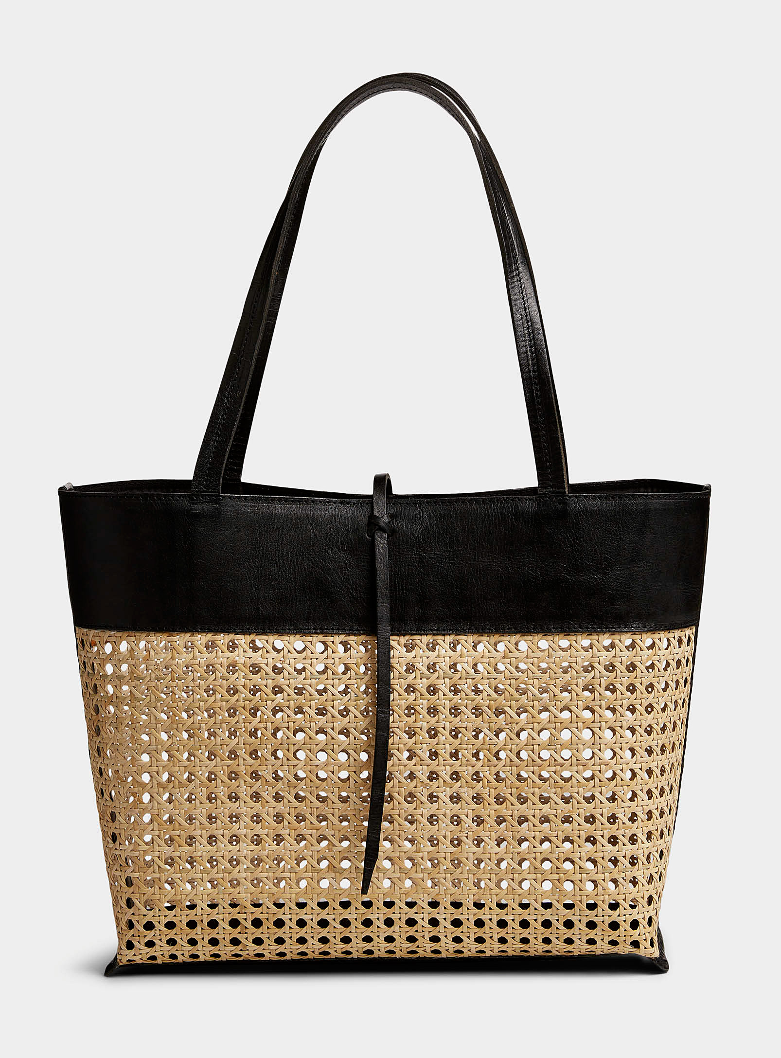 Simons - Women's Leather-trim cane Tote Bag