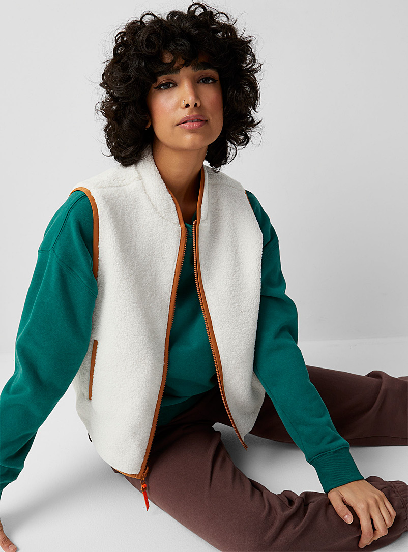 Twik Patterned Brown Reversible sleeveless jacket for women