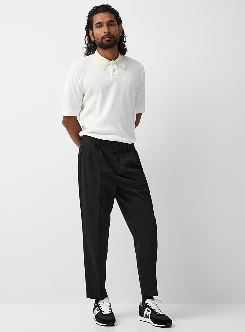 Le 31 Black Pleated soft twill pant Reykjavik fit - Anti-fit for men