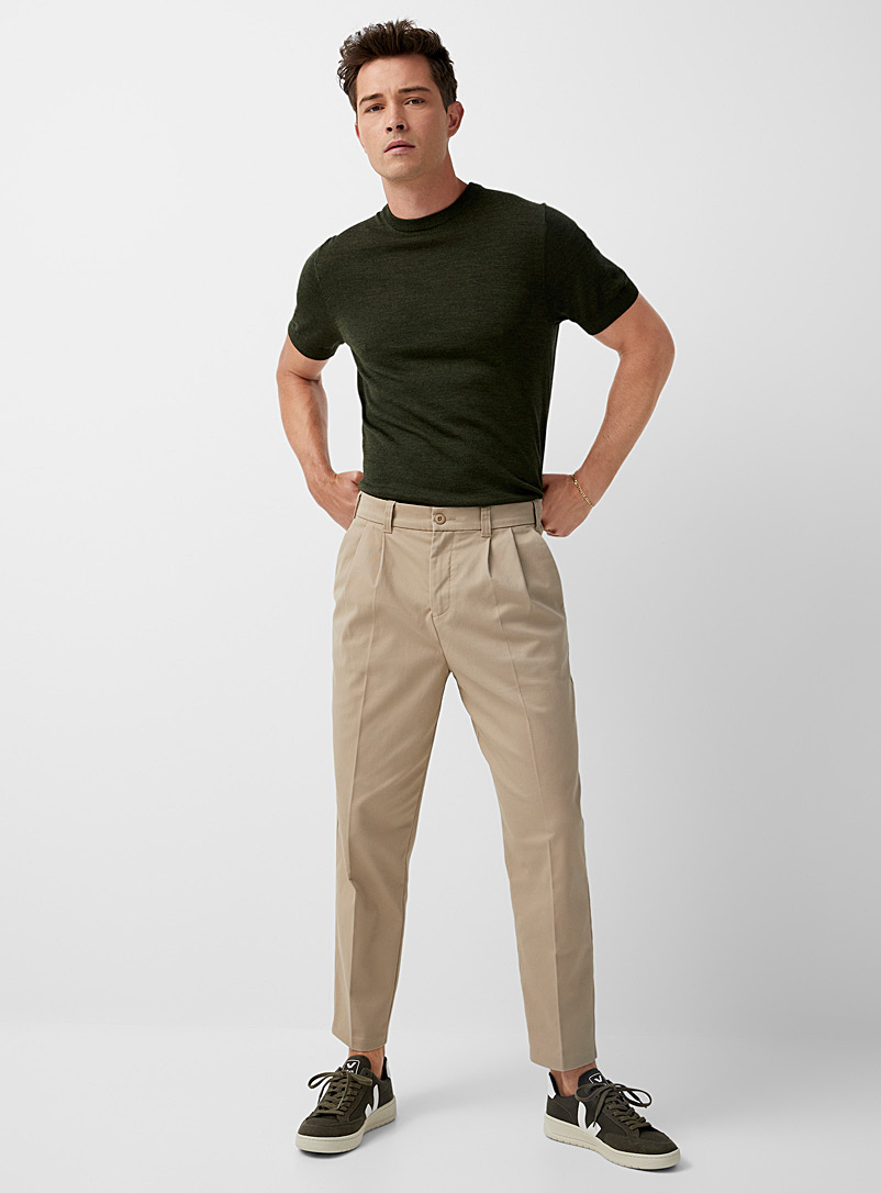 Le 31 Medium Brown Double flat pleat chinos Reykjavik fit - Anti-fit for men