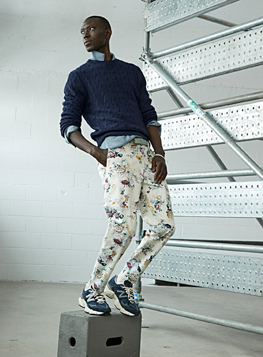 Le 31 Assorted All-over print chinos Tapered fit for men