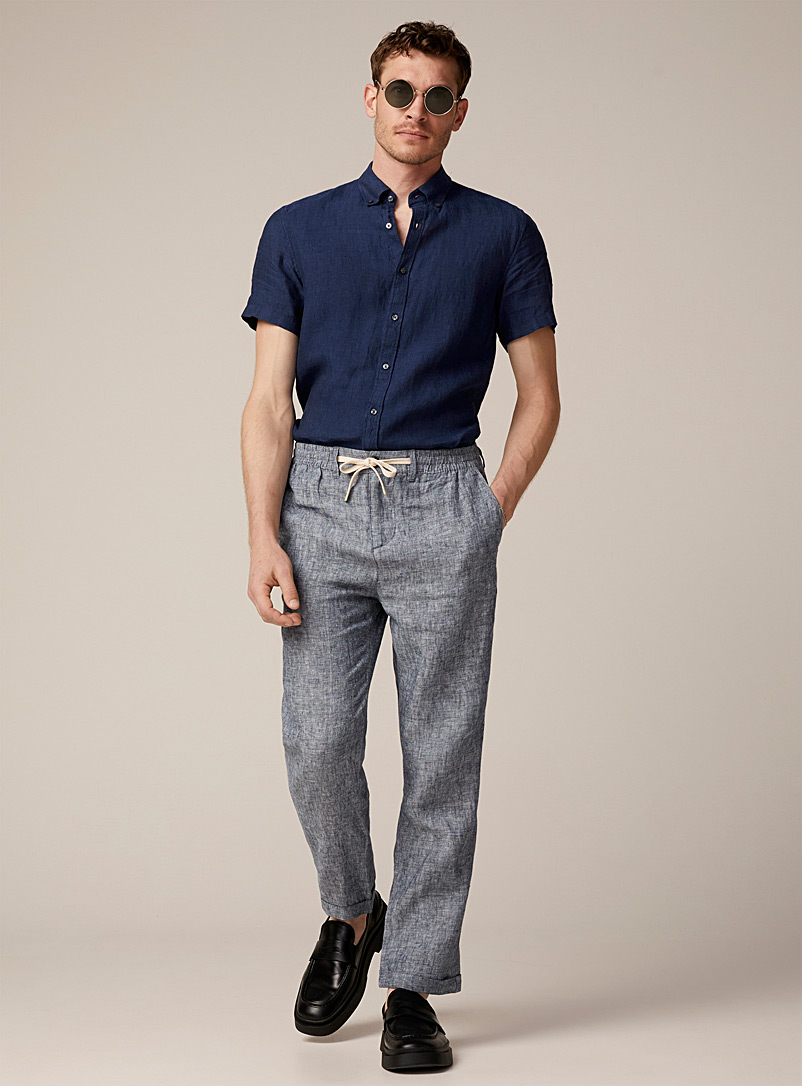 Le 31: Le pantalon chambray pur lin bio Bleu foncé pour homme