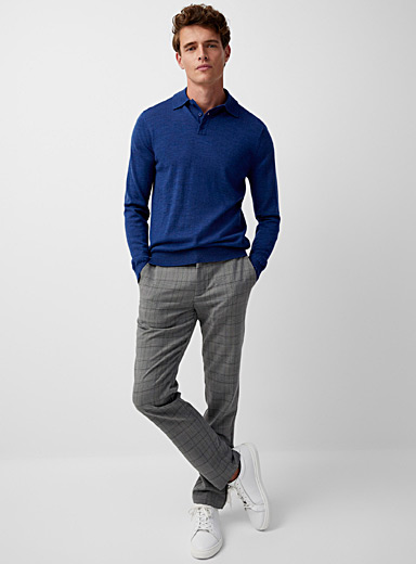 Le 31 Patterned grey Modern check pant Stockholm fit - Slim for men