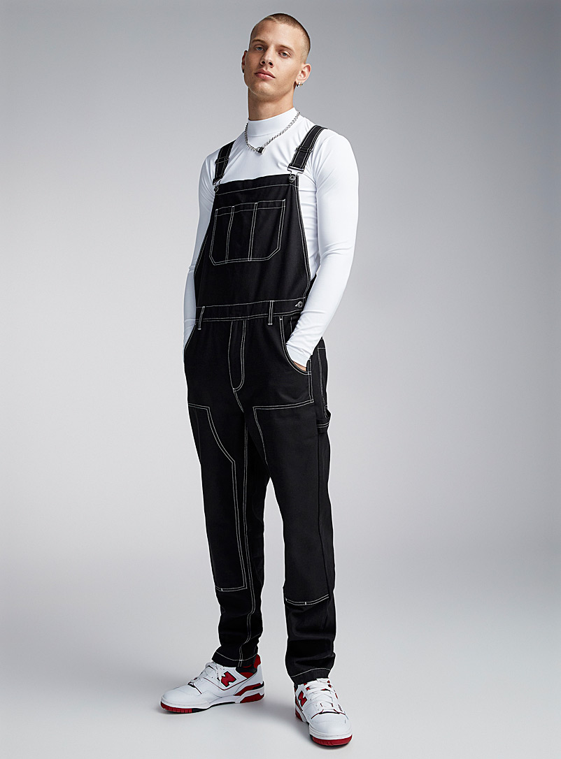 Djab: La salopette travailleur coutures contraste Coupe relaxe Noir pour homme