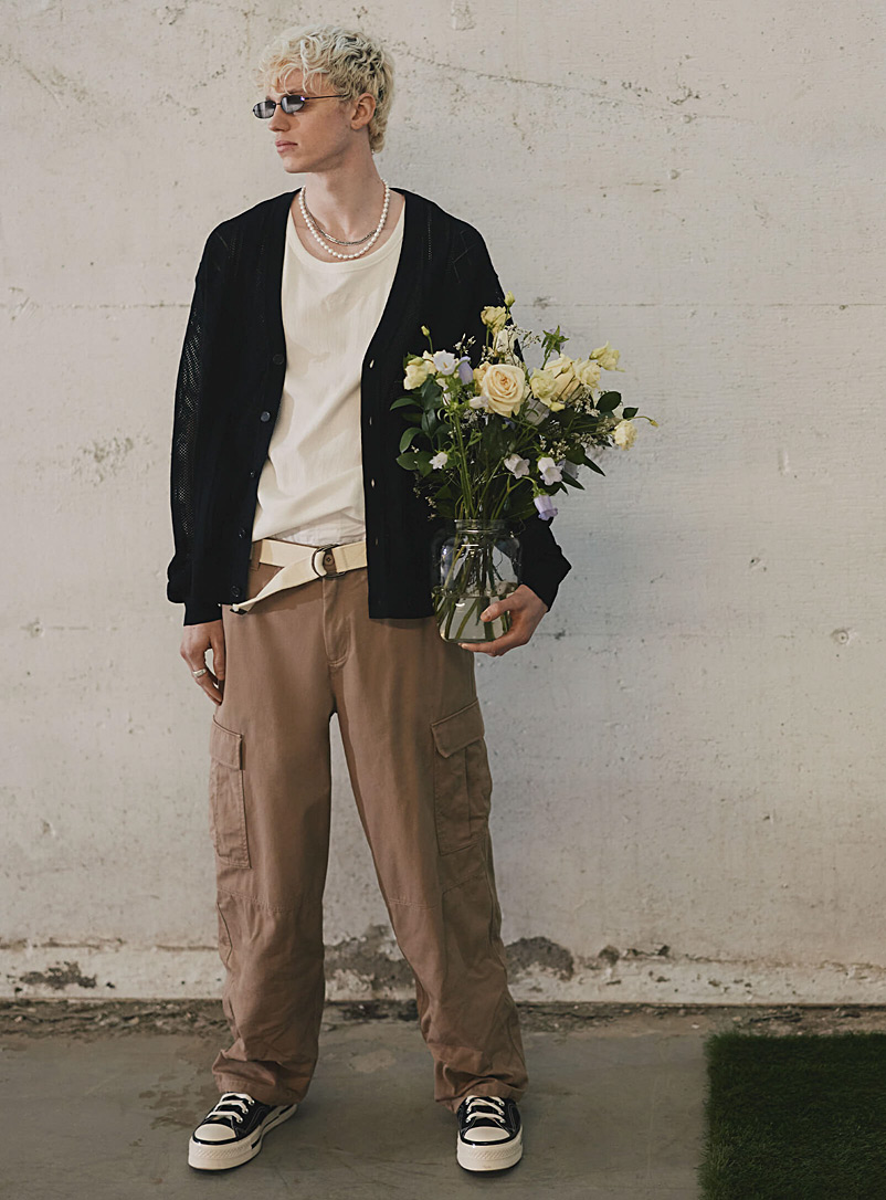 Djab: Le chino poches cargo <b>Coupe relaxe</b> Tan beige fauve pour homme