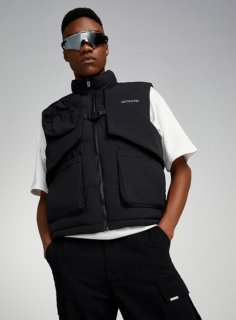 Sixth June Black Tactical sleeveless jacket for men